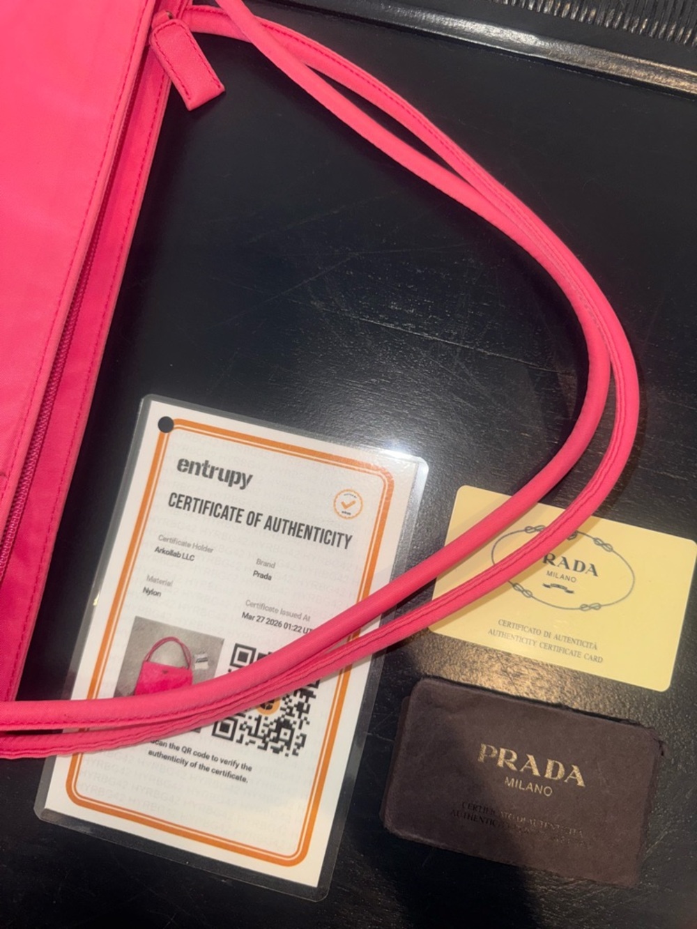 Prada Hot Pink Nylon Double-Strap Shoulder Bag with COA - Picture 13 of 15